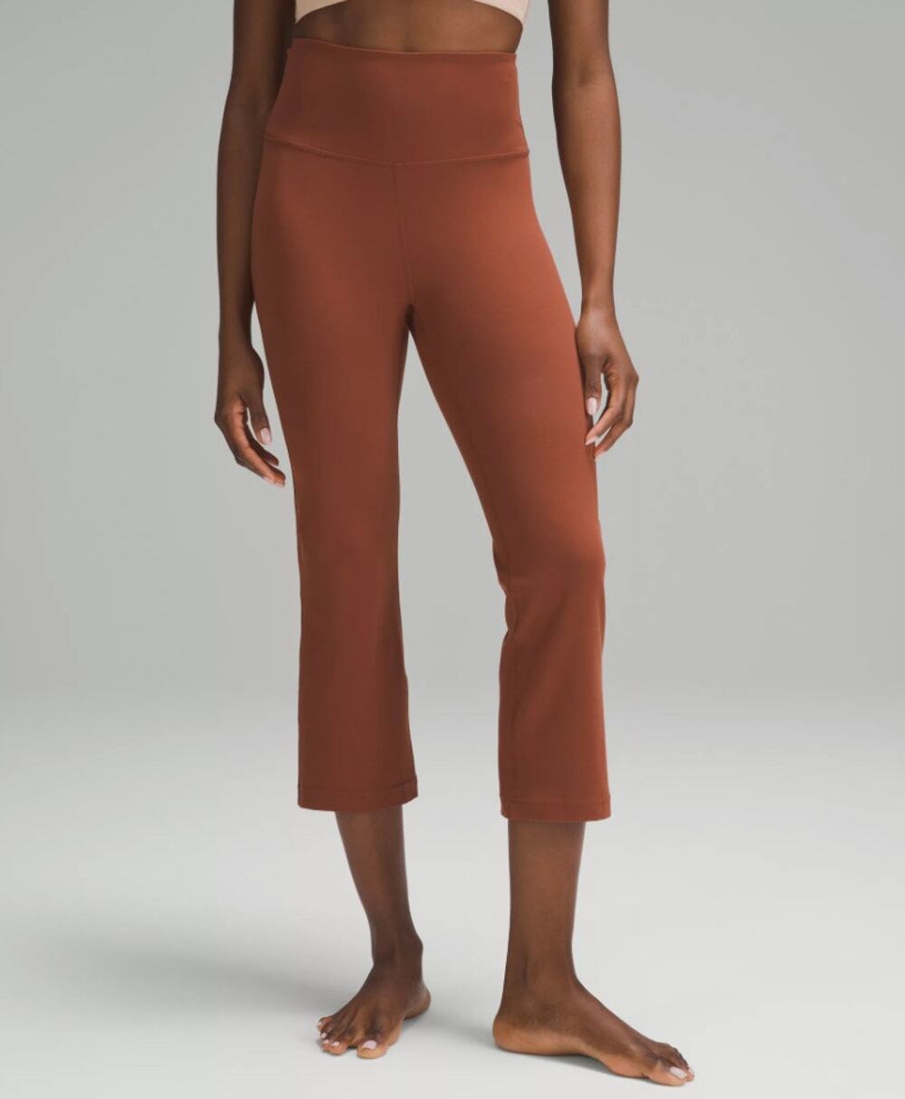 Lululemon Groove Super High Rise Cropped Pants Women's 4 Orange Activewear Yoga